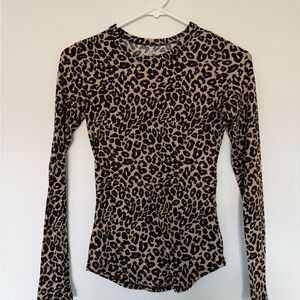 No Boundaries Leopard Print Long Sleeve Top - Brown & Black